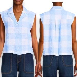 Gingham Button Front Tank Top for Women from Time and Tru Size M (8-10)